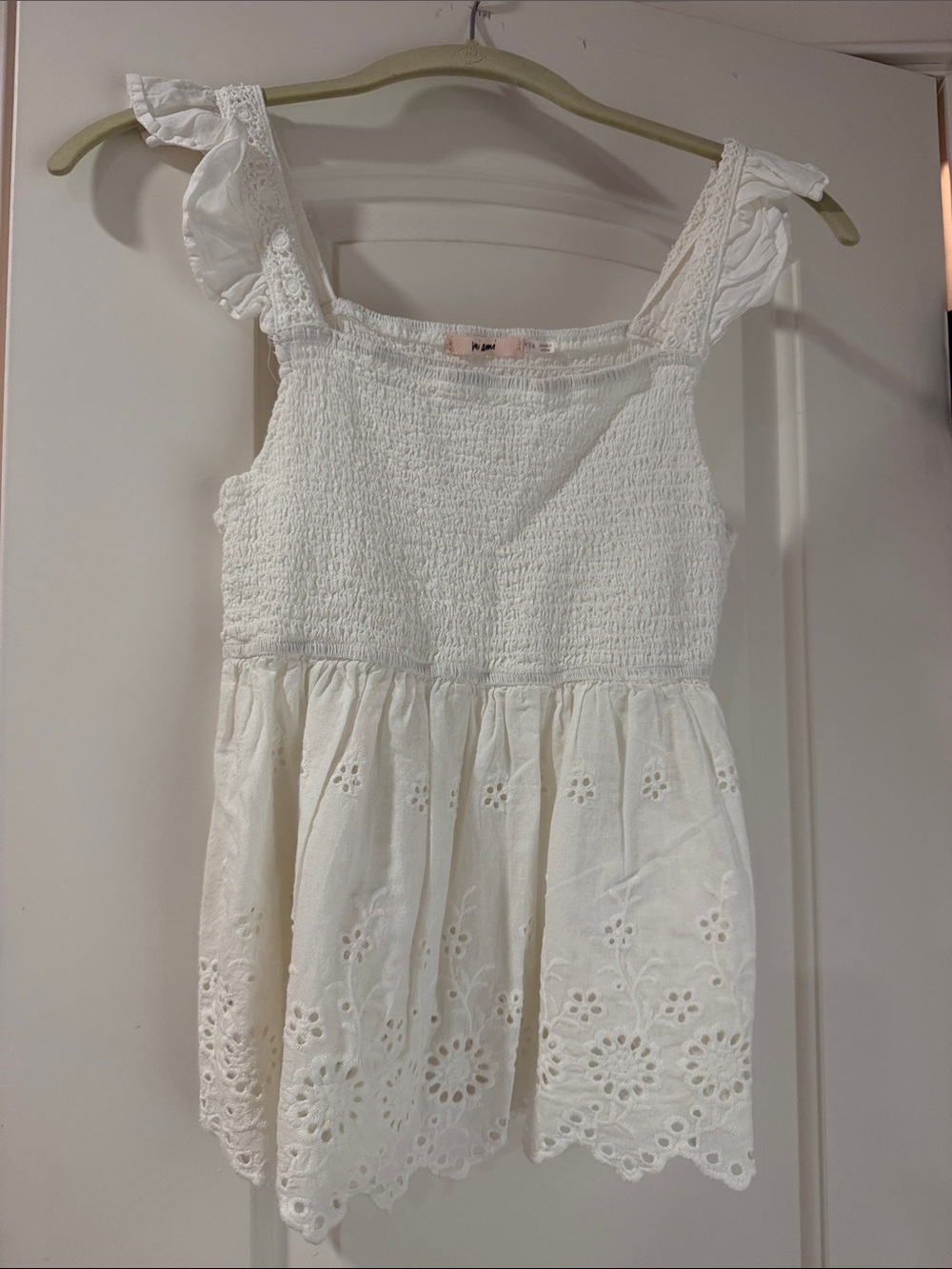 miami White Eyelet Smocked Sundress Top for Girls